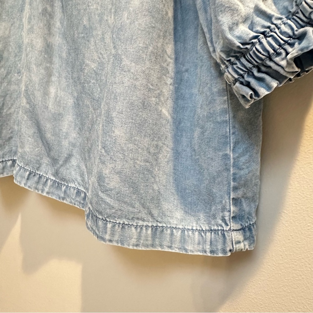 Jane & Delancey Chambray Look Ruffle‑Sleeve Blouse Women’s XS | Denim Top - Picture 6 of 14